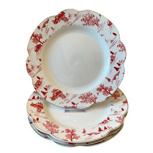 2pc Grace Teaware Christmas Dinner Plates Holiday Red Winter Village Toile New